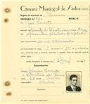 Registo de matricula de carroceiro em nome de José Duarte, morador na Quinta União, Madre Deus, com o nº de inscrição 1564.