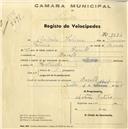 Registo de velocípede com o nº 2074, em nome de António Patrício, morador em Baratã.