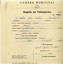 Registo de velocípede com o nº 2119, em nome de António Rosa Antunes, morador em Lourel.