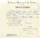 Registo de velocípede de marca Flecha, com o nº 8491, em nome de Manuel Francisco Jorge, morador em Morelena.