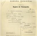 Registo de velocípede de marca Elgin, com o nº 216, em nome de Vicente da Conceição Melo, morador em Idanha.
