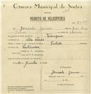 Registo de velocípede de marca Polido, com o nº 8020, em nome de Gonçalo Gomes, morador em Vila Verde.