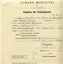 Registo de velocípede de marca Champion, com o nº 2155, em nome de Maria Alice Marques, moradora em Vale de Lobos.