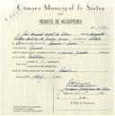 Registo de velocípede de marca Nacional, com o nº 5210, em nome de José Manuel Duarte da Silva, morador em Lourel.