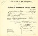Registo de um veiculo de duas rodas tirado por um animal de espécie cavalar destinado a transporte de mercadorias em nome de José Cardoso, morador em Galamares.