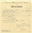 Registo de velocípede com o nº 7014, em nome de Braúlio Tojeira Mateus, morador em Vila Verde.