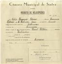Registo de velocípede de marca Famel, com o nº 8176, em nome de Artur Francisco Pedroso, morador em Lameiras.