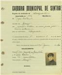 Registo de matricula de velocipedista em nome de Domingos Jacinto, morador na Idanha, com o nº de inscrição 1870.