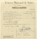 Registo de velocípede com o nº 7986, em nome de Manuel Salvador Gomes, morador em Almargem do Bispo.