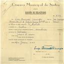 Registo de velocípede com o nº 6129, em nome de Luís Boussado Domingos, morador em Queluz.