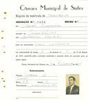 Registo de matricula de carroceiro em nome de Adrião Francisco, morador em Montelavar, com o nº de inscrição 1936.