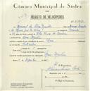 Registo de velocípede de marca Raio, com o nº 5487, em nome de Manuel da Silva Mendes, morador em Mem Martins.