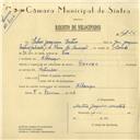 Registo de velocípede de marca Broner, com o nº 6226, em nome de Mateus Joaquim Martins, morador em Albarraque.