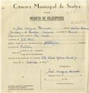 Registo de velocípede de marca Aprilia, com o nº 8272, em nome de João Marques Canadas, morador em Vila Verde.
