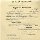 Registo de velocípede de marca Colúmbia, com o nº 1531, em nome de João Vasco de Paiva Raposo d'Almeida, morador em Quinta de Nossa Senhora do Rosário, Colares.