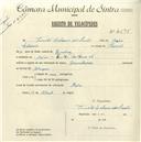 Registo de velocípede com o nº 4595, em nome de Timóteo Libanio dos Santos, morador em Belas.