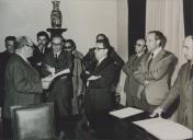 Tomada de posse da Comissão Administrativa da Câmara Municipal de Sintra, no Governo Civil de Lisboa, com José Alfredo da Costa Azevedo e Lino Paulo.