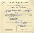 Registo de velocípede Pombal, com o nº 3344, em nome de Júlio Maria da Silva, morador em Meleças.