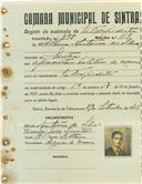Registo de matricula de velocipedista em nome de Albino António da Silva, morador em Sintra, com o nº de inscrição 898.