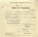 Registo de velocípede com o nº 3311, em nome de Lúcio Lourenço Guedes, morador em Queluz.