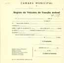 Registo de um veiculo de duas rodas tirado por um animal de espécie cavalar destinado a transporte de mercadorias em nome de Sociedade da Quinta do Porto, sediada em Massamá.