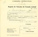 Registo de um veiculo de duas rodas tirado por dois animais de espécie cavalar destinado a transporte de mercadorias em nome de Francisco Marques, morador no Penedo.