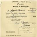 Registo de velocípede de marca Olympique, com o nº 2514, em nome de Augusto Paulino, morador em Algueirão.