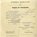 Registo de velocípede de marca Crown, com o nº 1693, em nome de Domingos Manuel Paulo, morador em Arneiro dos Marinheiros.