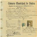 Registo de matricula de velocipedista em nome de Cândido João Faustino, morador em Rio de Mouro, com o nº de inscrição 559.