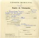 Registo de velocípede com o nº 3422, em nome de Gregório Isidoro Martins, morador em Assafora.