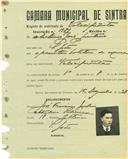 Registo de matricula de velocipedista em nome de António José Justino, morador em São João, com o nº de inscrição 1587.