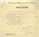 Registo de velocípede com o nº 8414, em nome de João Filipe, morador em Algueirão.