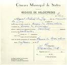 Registo de velocípede de marca Nacional, com o nº 9510, em nome de Manuel Batista da Luz, morador em Arneiro dos Marinheiros.
