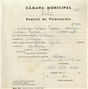 Registo de velocípede de marca Aprilia, com o nº 4402, em nome de Estêvão António Raposo, morador em Albogas.