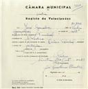 Registo de velocípede de marca Cycles Pombal, com o nº 4422, em nome de José Gonçalves, morador em S. Pedro de Sintra.
