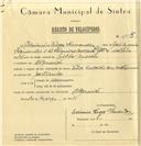 Registo de velocípede de marca Vilar com motor Cuciolo, com o nº 6345, em nome de Casimiro Viegas Fernandes, morador em Algueirão.