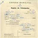 Registo de velocípede de marca Soltex, com o nº 3794, em nome de João Jorge, morador em Rio de Mouro.