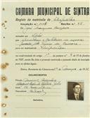 Registo de matricula de velocipedista em nome de José Marques Campos, morador no Linhó, com o nº de inscrição 1104.
