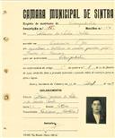Registo de matricula de velocipedista em nome de António da Silva Melão, morador em Codiceira, com o nº de inscrição 1956.
