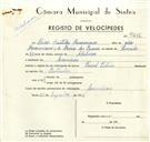 Registo de velocípede de marca Famel Vitória, com o nº 9456, em nome de Mário Aristides Maximiano, morador em Lameiras.