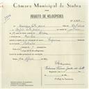 Registo de velocípede com o nº 5389, em nome de Henrique Sotto Neves, morador em Rinchoa.