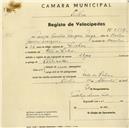 Registo de velocípede de marca Alfa, com o nº 2227, em nome de Maria Amélia Marques, moradora em Vale de Lobos.