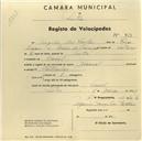 Registo de velocípede de marca Nacional, com o nº 963, em nome de Vergílio dos Santos, morador em Lourel.