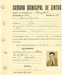 Registo de matricula de velocipedista em nome de Rodrigo Alexandre, morador em Sintra, com o nº de inscrição 2071.