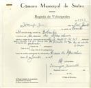 Registo de velocípede de marca Famel, com o nº 8966, em nome de Domingos Duarte, morador em Arneiro dos Marinheiros.