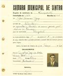 Registo de matricula de velocipedista em nome de José Alexandre Jorge, morador em Fontanelas, com o nº de inscrição 1920.
