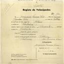 Registo de velocípede de marca Caravelas, com o nº 541, em nome de Joaquim Lourenço Dias, morador em Chilreira.