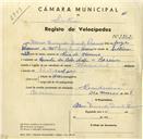 Registo de velocípede de marca Nacional, com o nº 3562, em nome de Maria Fernanda Duarte Paramos, moradora em Quinta da Bela Vista, Cacém.