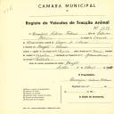 Registo de um veiculo de duas rodas tirado por dois animais de espécie cavalar destinado a transporte de mercadorias em nome de Henrique Sabino Pedroso, morador no Banzão, Colares.