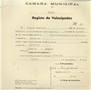 Registo de velocípede de marca E.J.F., com o nº 61, em nome de Joaquim Simplicio, morador em Cabecinha.
